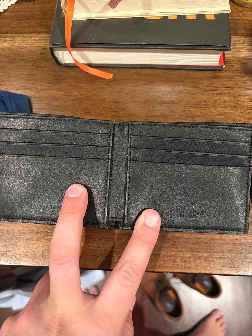 Michael Kors Black/Gray Signature Monogram Bifold Card & Key Holder